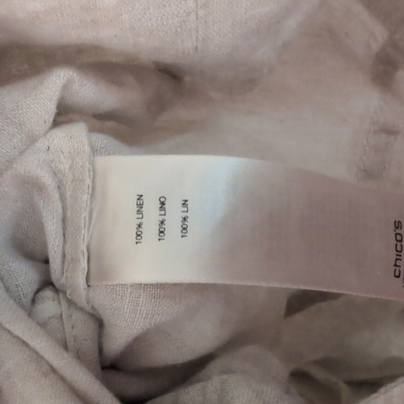 Chico's Linen 3/4 Sleeve Light Brown Button Front Jacket Size Medium - Picture 6 of 7